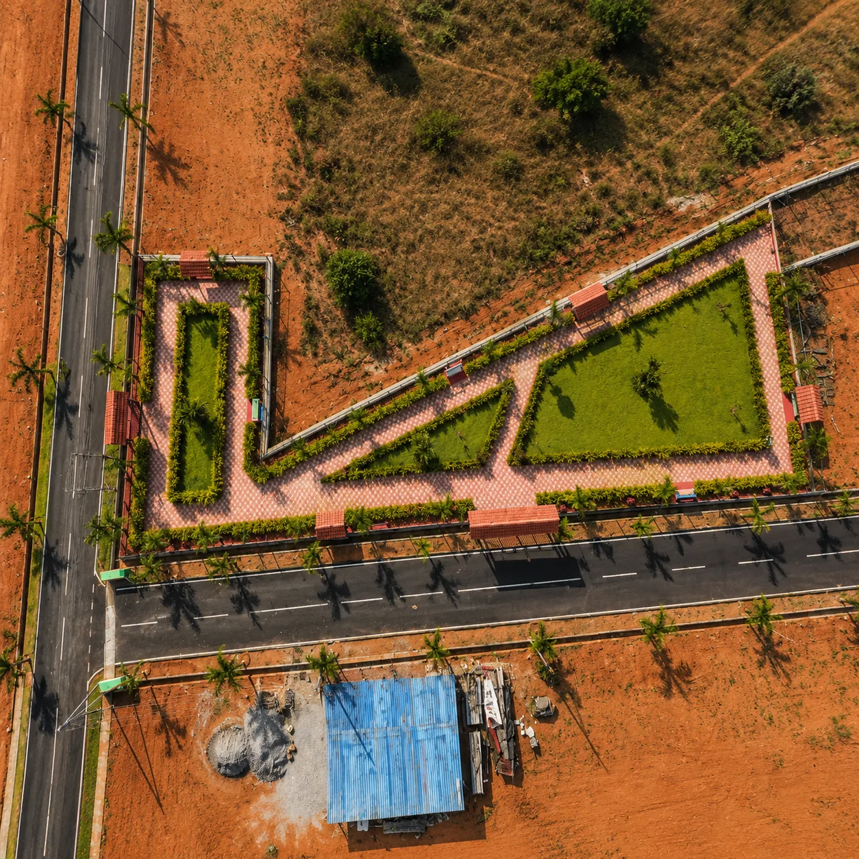 Aerial view of a developed plot layout