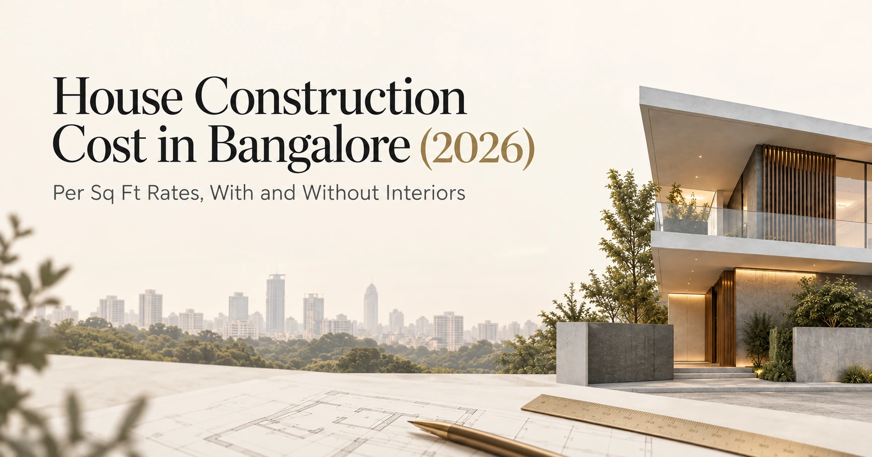 House Construction Cost in Bangalore (2026): Per Sq Ft Rates, With and Without Interiors